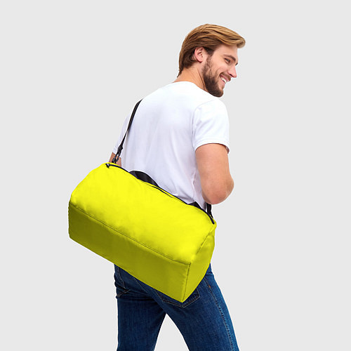 Спортивная сумка Однотонный неоновый лимонный желтый тон / 3D-принт – фото 3