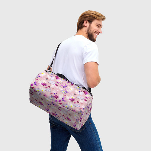Спортивная сумка Цветы Разноцветные Лотосы / 3D-принт – фото 3