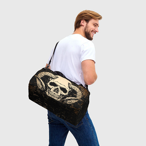 Спортивная сумка Жуткий череп с рогами / 3D-принт – фото 3