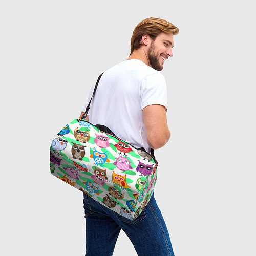 Спортивная сумка Весёлые цветные совята / 3D-принт – фото 3