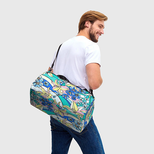 Спортивная сумка Яркие цветы в стиле поп-арт / 3D-принт – фото 3