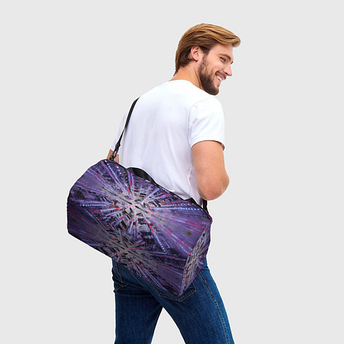 Спортивная сумка Неоновый абстрактный коридор - Фиолетовый / 3D-принт – фото 3