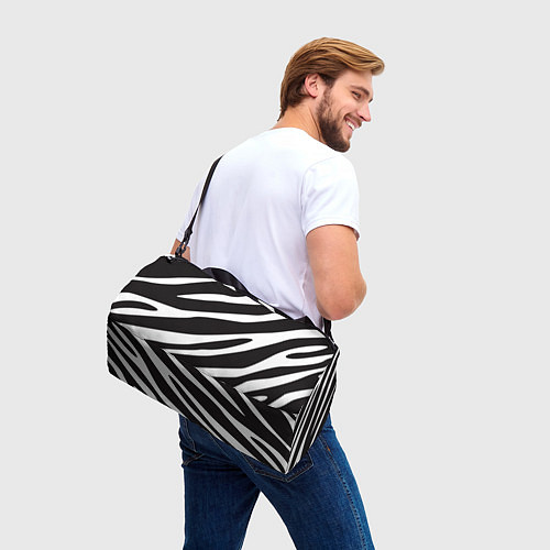 Спортивная сумка Анималистичный рисунок зебра / 3D-принт – фото 3