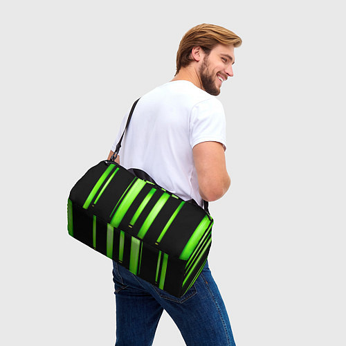 Спортивная сумка Абстрактные неоновые колбы с кислотой - Зелёный / 3D-принт – фото 3