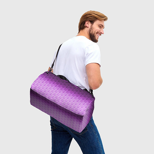 Спортивная сумка Фиолетово-розовый геометрический узор Градиент / 3D-принт – фото 3