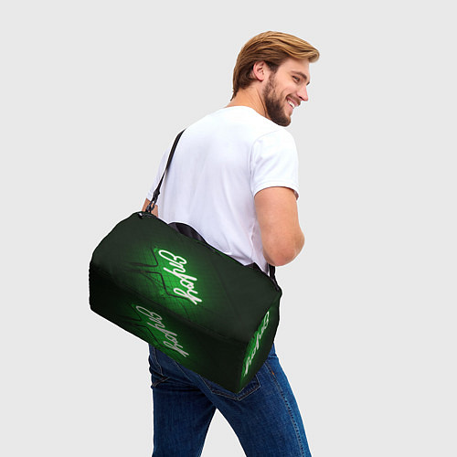 Спортивная сумка Неоновая надпись во тьме: Наслаждайся - Зелёный / 3D-принт – фото 3