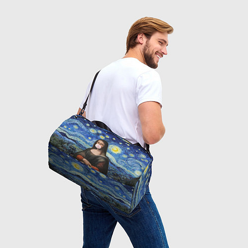 Спортивная сумка Мона Лиза Приколы - Звездная ночь / 3D-принт – фото 3