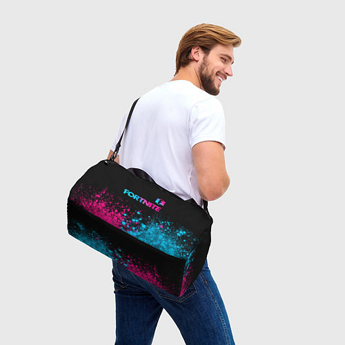 Спортивная сумка Fortnite - neon gradient: символ сверху / 3D-принт – фото 3