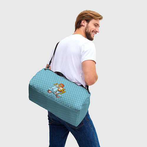 Спортивная сумка Крейзи лягуха на мопеде / 3D-принт – фото 3