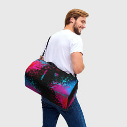 Сумки спортивные Leeds United - neon gradient: символ и надпись вер, цвет: 3D-принт — фото 2