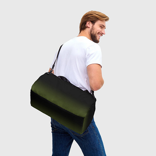 Спортивная сумка Черный и хвойный зеленый градиент / 3D-принт – фото 3