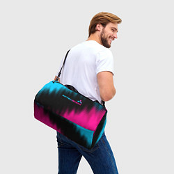 Сумки спортивные Mitsubishi - neon gradient: символ сверху, цвет: 3D-принт — фото 2