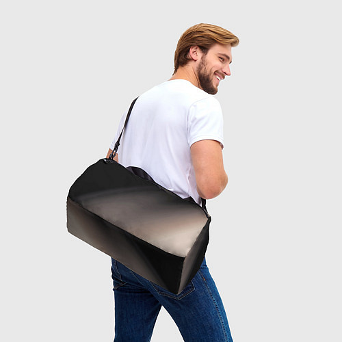 Спортивная сумка Черный, серый бежевый градиент / 3D-принт – фото 3
