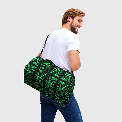 Спортивная сумка Геометрический узор зеленый geometric / 3D-принт – фото 3