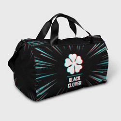 Сумки спортивные Символ Black Clover в стиле glitch на темном фоне, цвет: 3D-принт