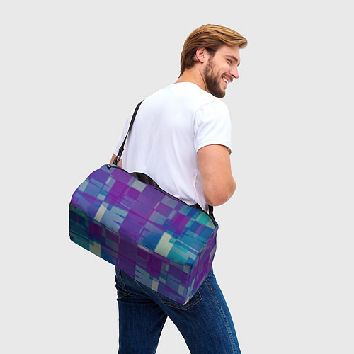 Спортивная сумка Геометрические объёмные фиолетовые кубы / 3D-принт – фото 3