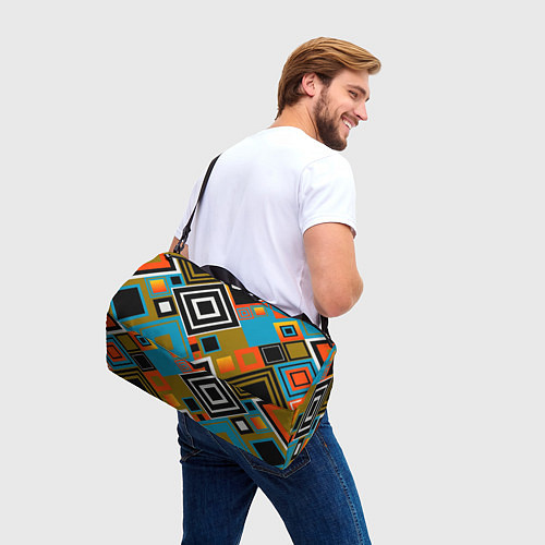 Спортивная сумка Фон из разноцветных квадратов / 3D-принт – фото 3
