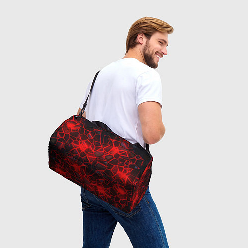Спортивная сумка Кристаллы в красных нитях / 3D-принт – фото 3