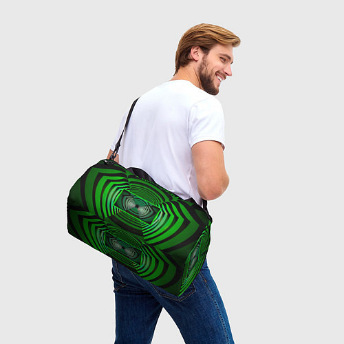 Спортивная сумка Зелёный туннель - оптическая иллюзия / 3D-принт – фото 3