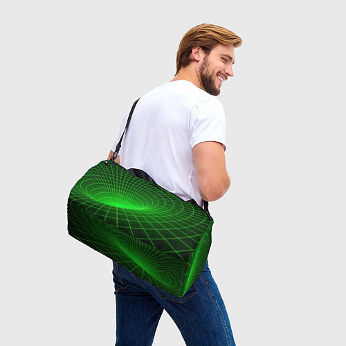 Спортивная сумка Зелёная неоновая чёрная дыра / 3D-принт – фото 3