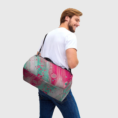 Спортивная сумка Розовые и голубые краски / 3D-принт – фото 3