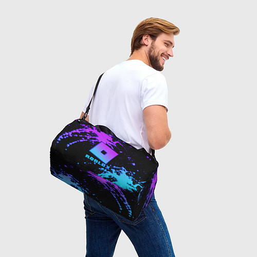 Спортивная сумка Roblox logo neon gradient / 3D-принт – фото 3