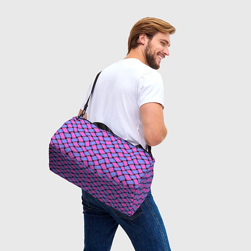 Спортивная сумка Фиолетово-сиреневая плетёнка - оптическая иллюзия / 3D-принт – фото 3