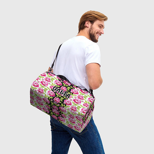 Спортивная сумка Ольга в цветах / 3D-принт – фото 3