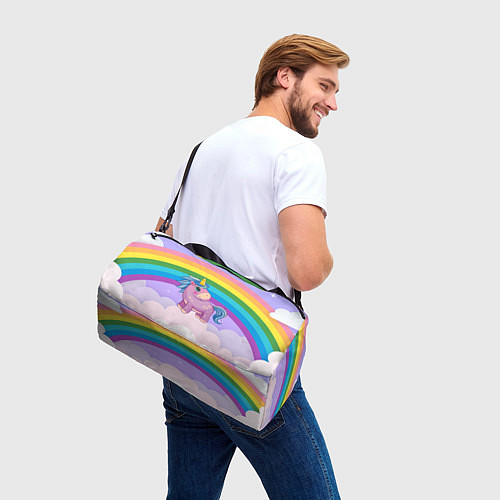 Спортивная сумка Единорог на фоне радуги / 3D-принт – фото 3