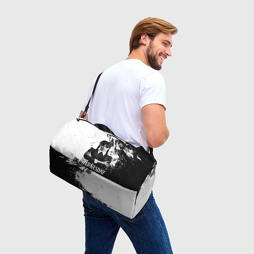 Спортивная сумка Wednesday black and white / 3D-принт – фото 3