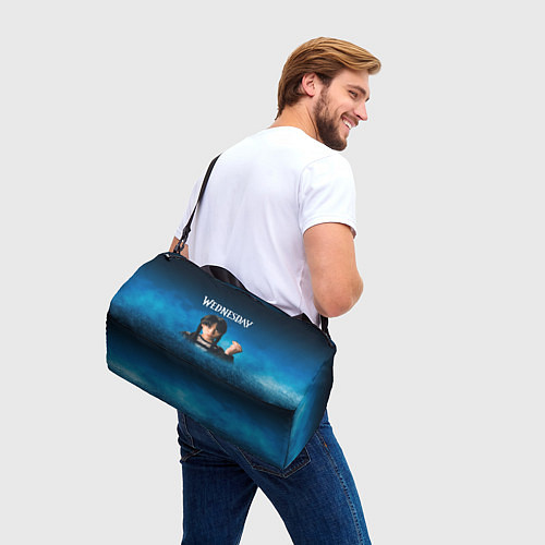 Спортивная сумка Уэнсдэй синий фон / 3D-принт – фото 3