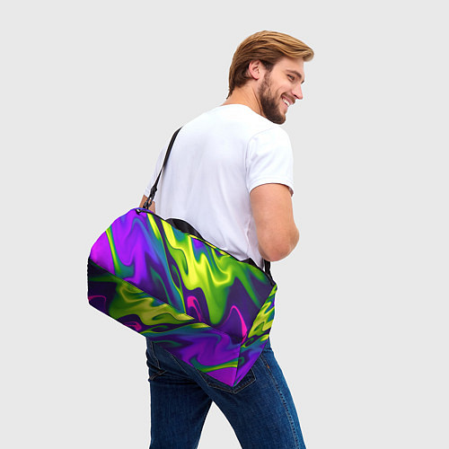 Спортивная сумка Сине-зелёное и фиолетовое абстрактное слияние / 3D-принт – фото 3