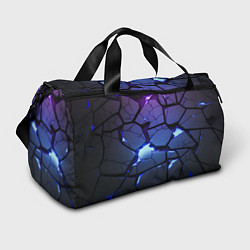 Сумки спортивные Неоновые трещины - голубая лава, цвет: 3D-принт