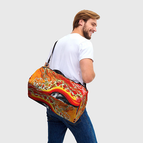 Спортивная сумка Брызги краски - красные, оранжевые разводы / 3D-принт – фото 3