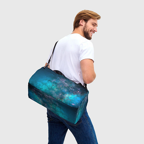 Спортивная сумка Абстрактный светло-синий космос и звёзды / 3D-принт – фото 3