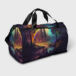 Сумки спортивные Неоновый лес с радугой, цвет: 3D-принт