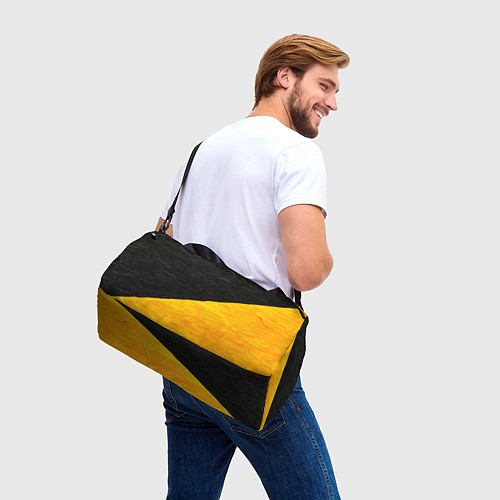 Спортивная сумка Черно-желтые масляные краски / 3D-принт – фото 3