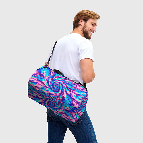 Спортивная сумка Тай-дай розово-голубой / 3D-принт – фото 3