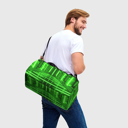 Спортивная сумка Зеленые световые объекты / 3D-принт – фото 3