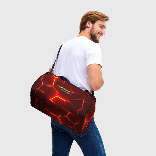 Спортивная сумка Киберпанк призрачная свобода красный неон / 3D-принт – фото 3