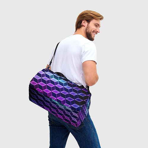 Спортивная сумка Неоновые кубы иллюзия / 3D-принт – фото 3