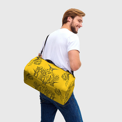 Спортивная сумка Киберпанк Yellow-Black / 3D-принт – фото 3