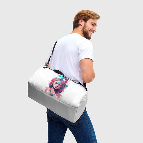 Спортивная сумка Девушка акварельные краски / 3D-принт – фото 3