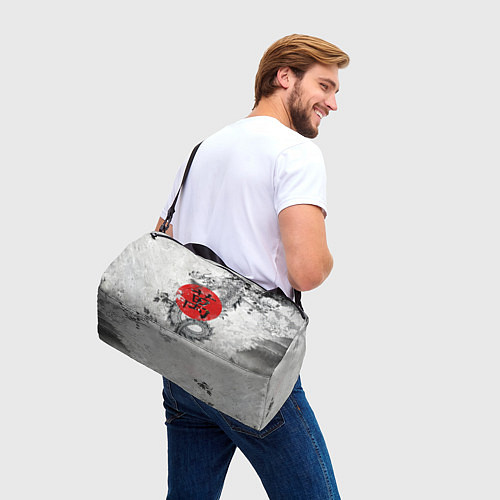 Спортивная сумка Dragon - white grunge / 3D-принт – фото 3
