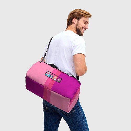Спортивная сумка Группа Black pink на фоне оттенков розового / 3D-принт – фото 3