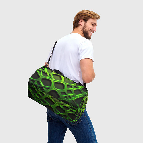 Спортивная сумка Объемные зеленые соты / 3D-принт – фото 3