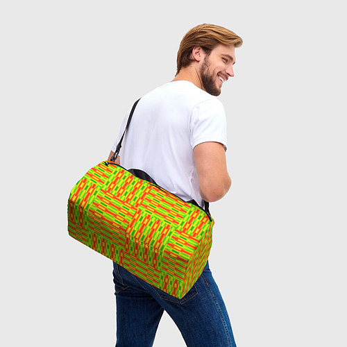Спортивная сумка Паттерн зеленый с оранжевым / 3D-принт – фото 3
