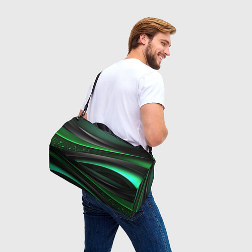 Спортивная сумка Black green line / 3D-принт – фото 3