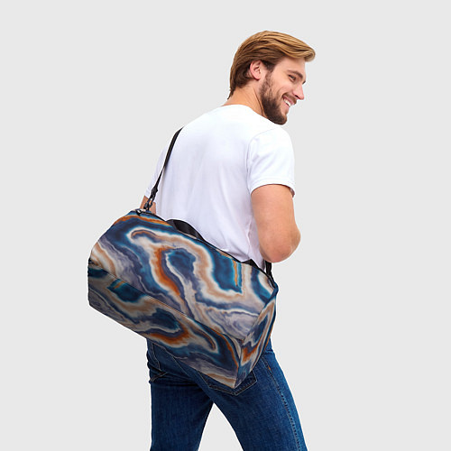 Спортивная сумка Текстура агата сине-оранжевая / 3D-принт – фото 3