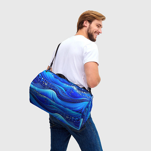Спортивная сумка Волны - текстура от нейросети / 3D-принт – фото 3